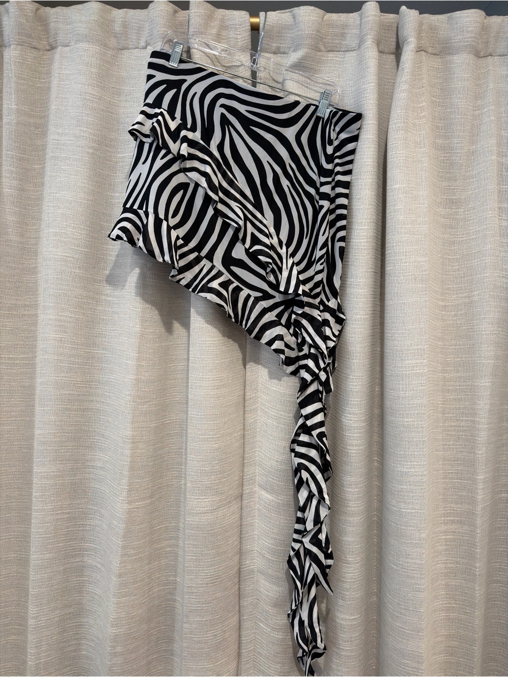 Nordstrom Zebra-Print Asymmetrical Ruffle Skirt - Black & White